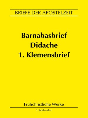 cover image of Barnabasbrief, Didache, 1.Klemensbrief